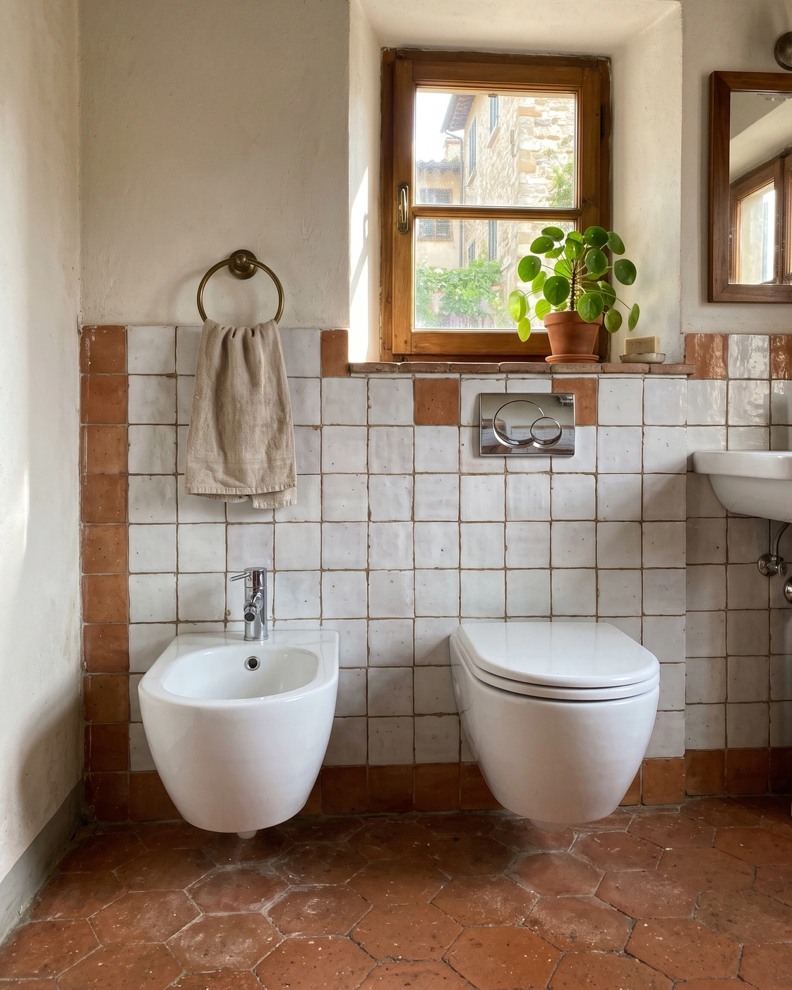 Salle de bain avec bidet à l'italienne
