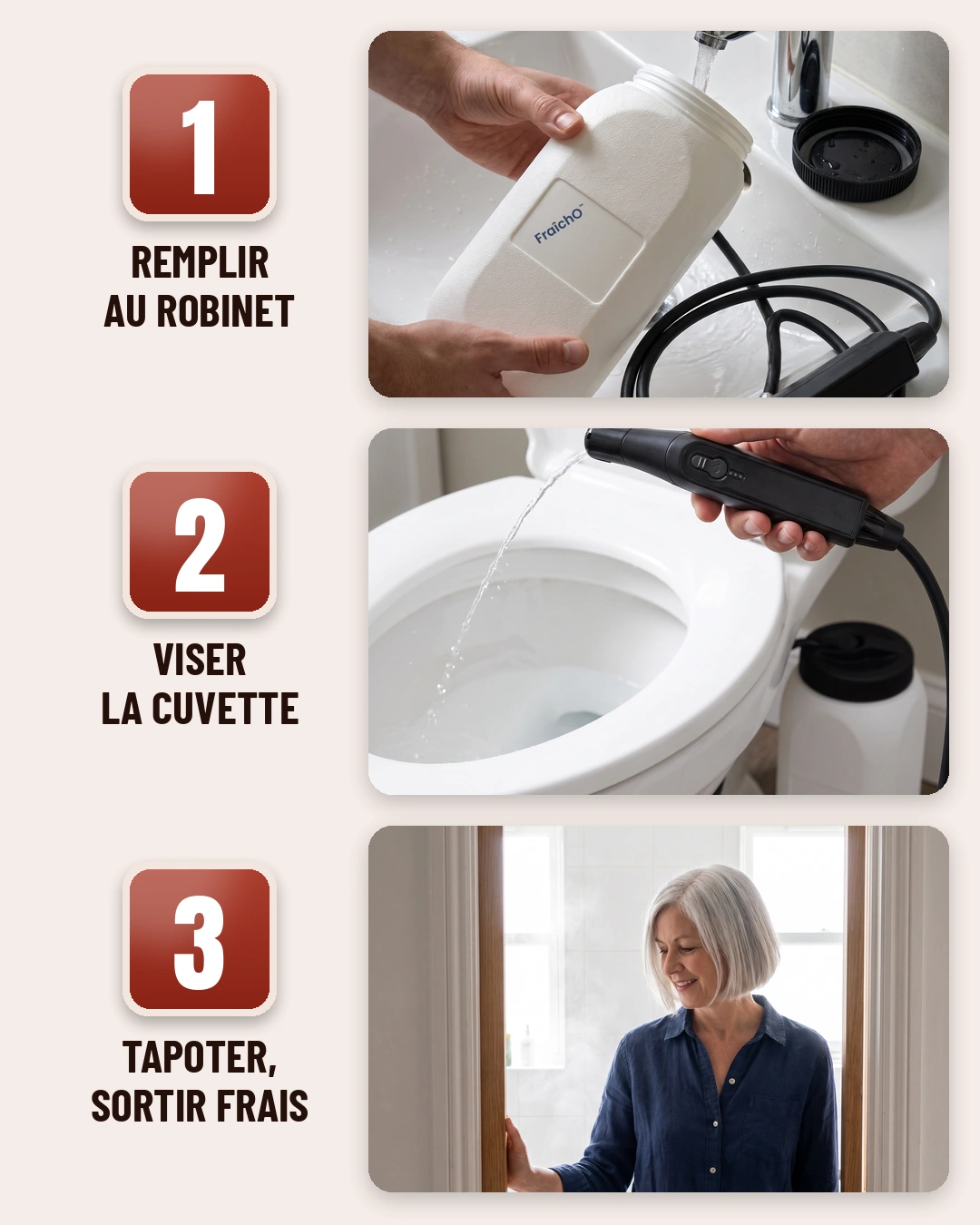 Les 3 étapes : remplir, viser, tapoter